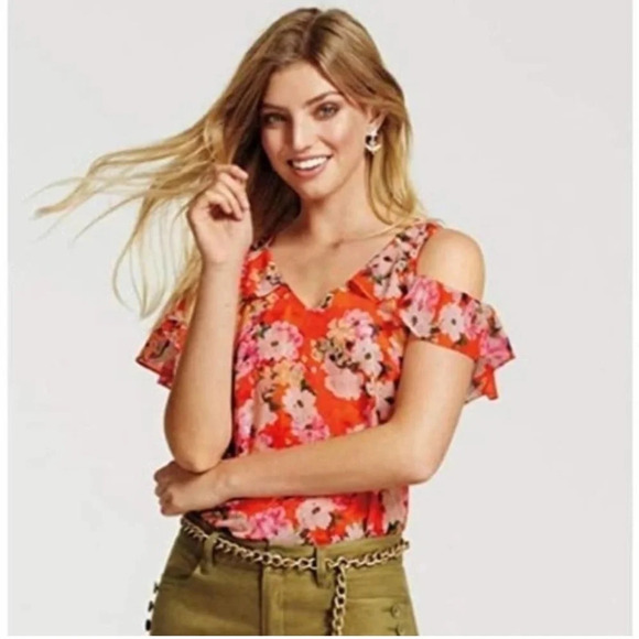 Cabi #5352 Lush Floral Cold Shoulder Blouse M - Picture 2 of 11